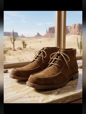 Chukka Men 12 Grandpa Retro Lace up Hipster Brown Suede Leather Ankle Boots